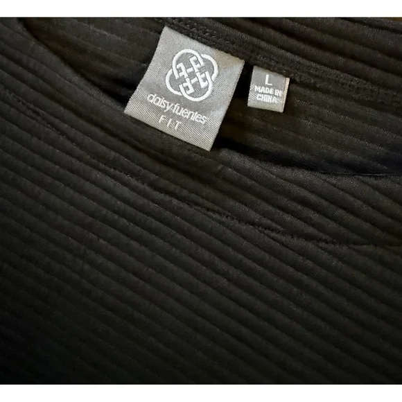NWT Daisy Fuentes Fit Ribbed Pullover With Side Zippers Black Womens Large - Picture 3 of 7